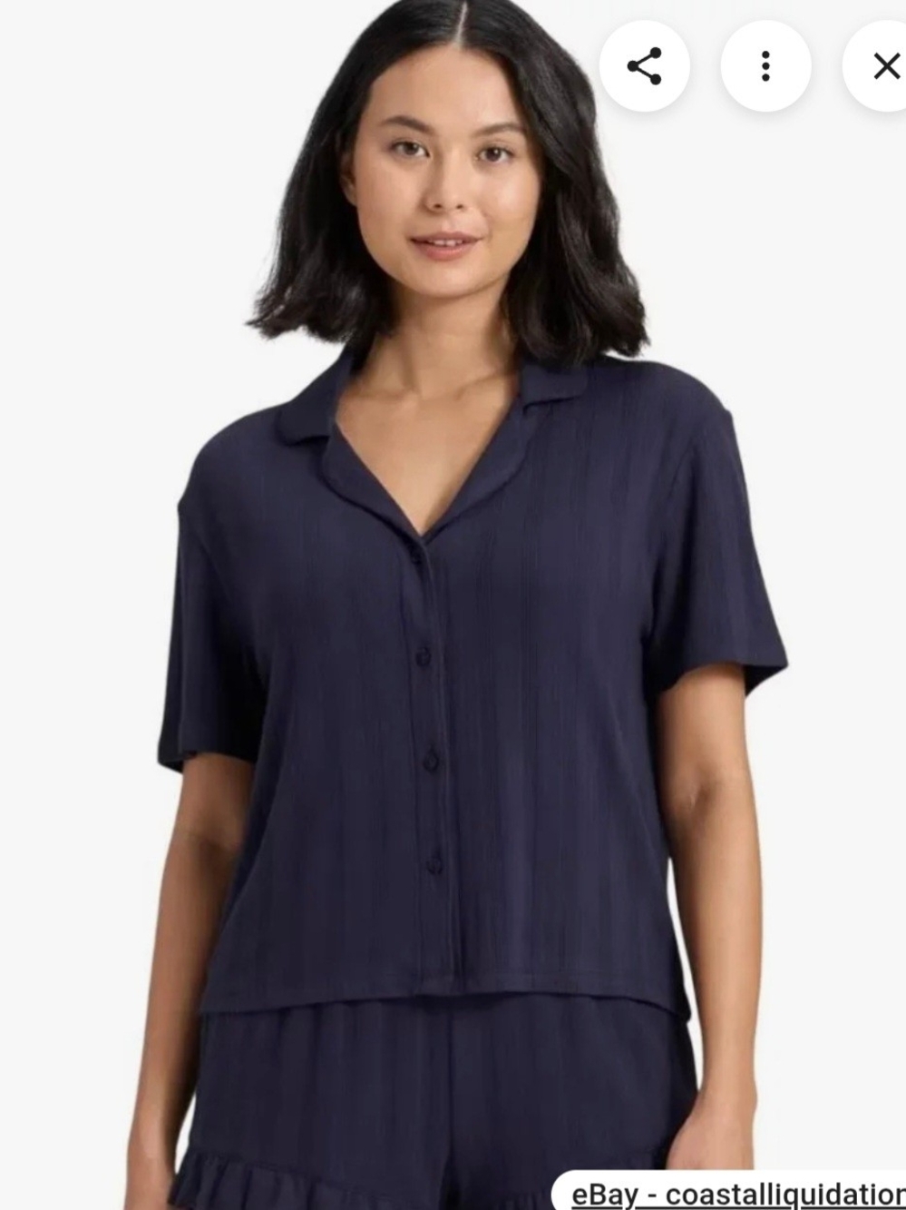 wild fable Navy Short-Sleeve Button-Front Pajama Top